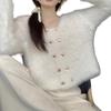 Imitation Mink Fleece Sweater Jacket Women's Spring and Autumn New High-end Short Small Fragrant Knitted Cardigan Top Trendy