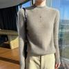 Women's 100% Wool Half-High Collar Cable Knit Pullover Sweater