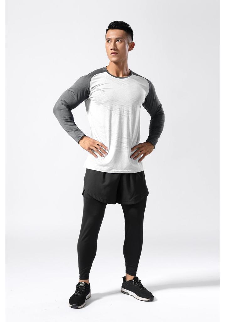 Men's Quick Dry Long Sleeve High Elastic Training Top for Running - Breathable & Round Neck
