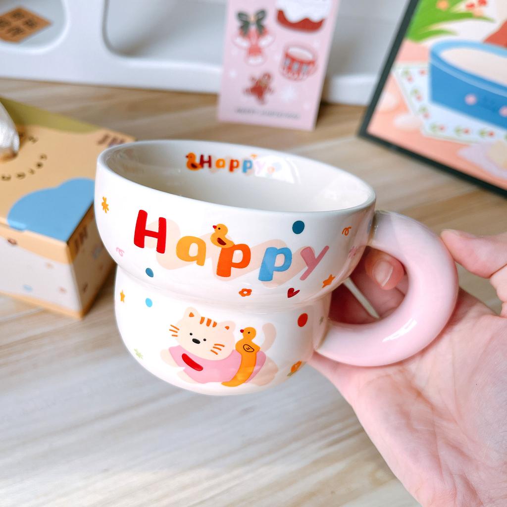 Cute Cartoon Milk Cup Couple Home Breakfast Coffee Cup Breakfast Mug Mug Ceramic Cup Souvenir