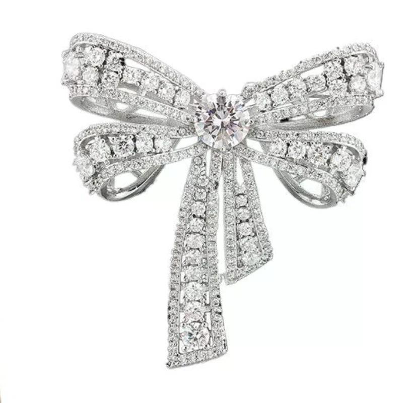 Fashion Luxurious Rhinestone Bow-knot Brooches For Women Clothing Coat Accessries Gifts