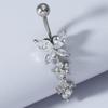 Schönes Bauchnabelpiercing Körperschmuck Mode Glänzend Schmetterling Blume Zirkon Anhänger Edelstahl Bauchnabelring