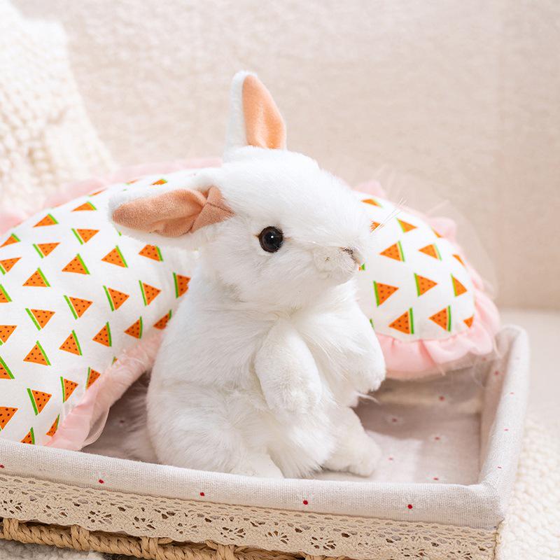White Easter Bunny Plush Toy - Cute Stationery Simulation Doll Ornament