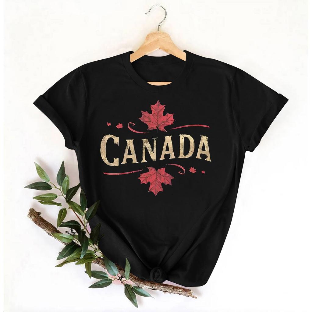 Women's Fashion Casual Maple Leaf Print Top