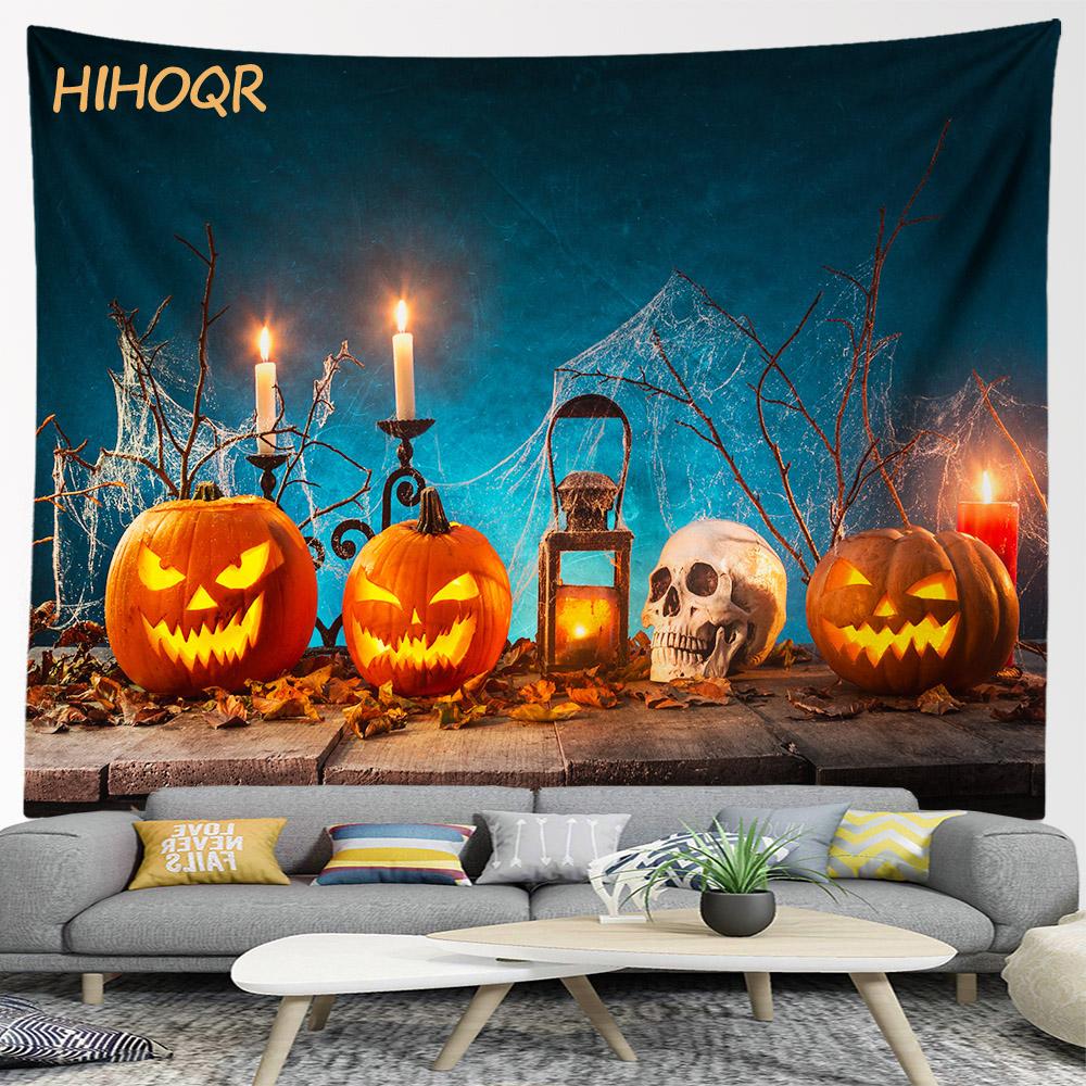 Happy Halloween Pumpkin Tapestry Wall Hanging Boho Room Decoration Large Cloth  Aesthetic Home Party Backdrop