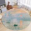 Monet Inspired Round Starry Sky Area Rug Oil Painting Print Soft Non-Slip Carpet for Kids Bedroom Playroom Nordic Minimalist