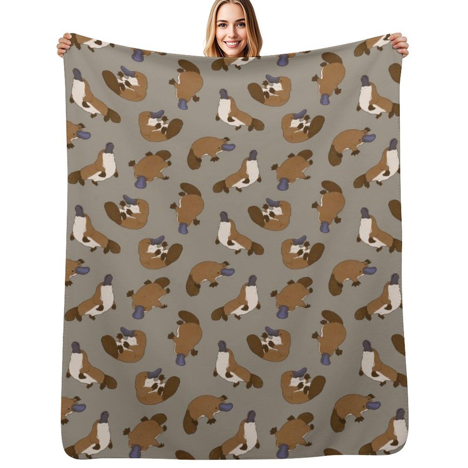 All-Over Adorable Platypus Print Throw Blanket Elegant Warm Throw Blanket for Hotel Home Size: 75*100cm, Weight: 230 GSM