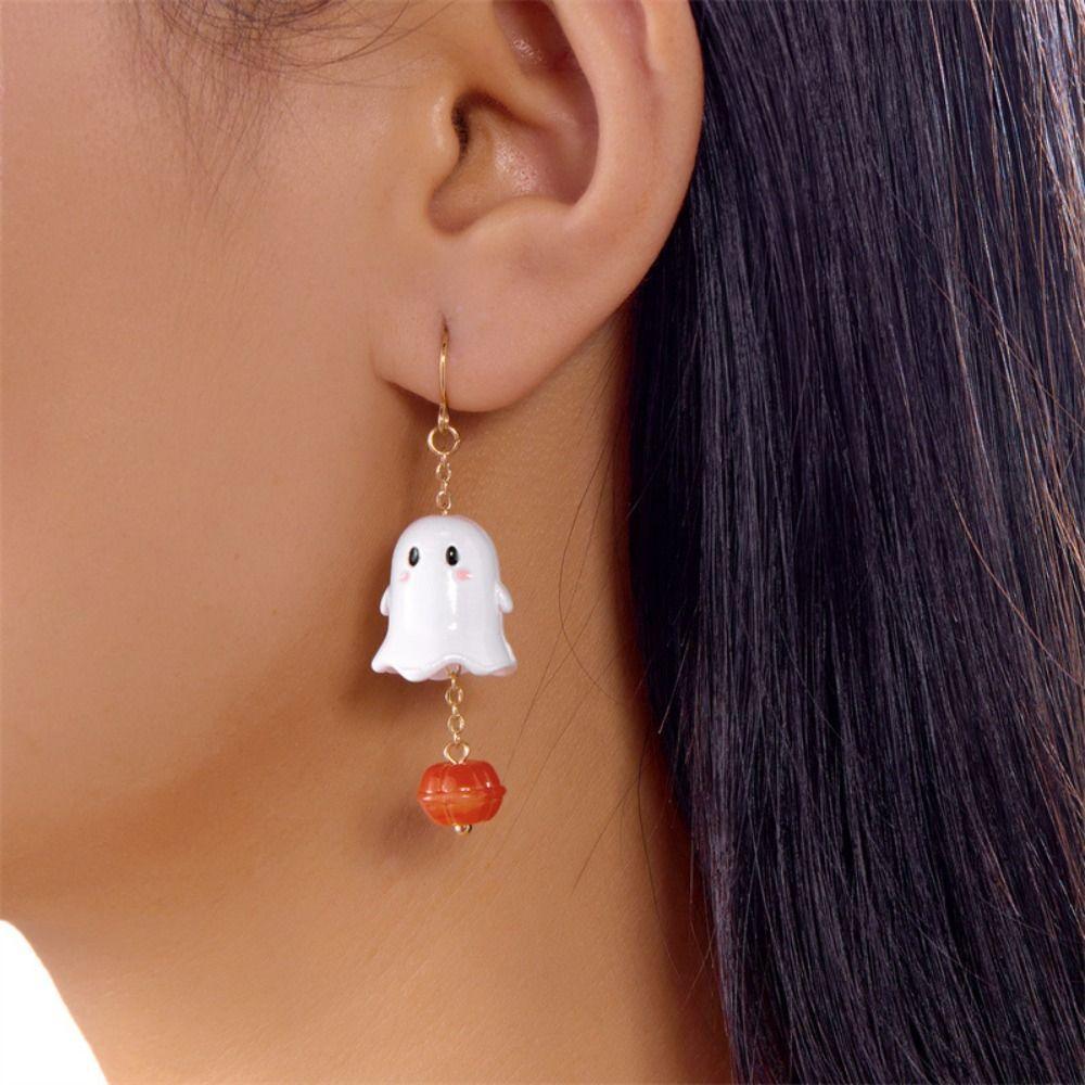 Ghost Halloween Earrings Zinc Zinc Alloy Ghost Dangle Earrings Exquisite Pumpkin Ear Studs  Party