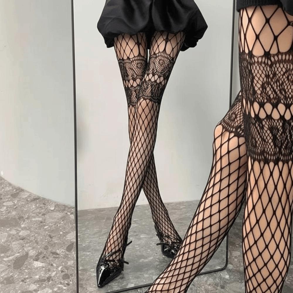 Large Mesh Pantyhose Thin Mesh Hollow Out Tights Y2K Mesh Tights Punk Style