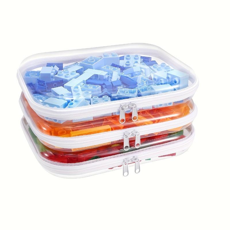3pcs Transparent Zippered Storage Organizer Set Hard Plastic Bags Travel-Friendly Organizer for Cosmetics Crafts Office Supplies