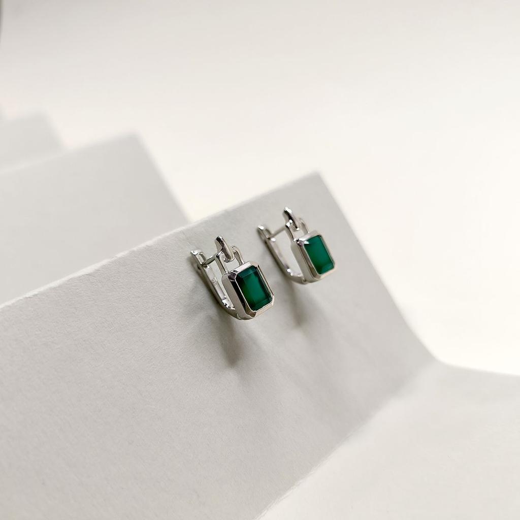 Silver Earrings with Natural Agate 2.938ct (2174059)