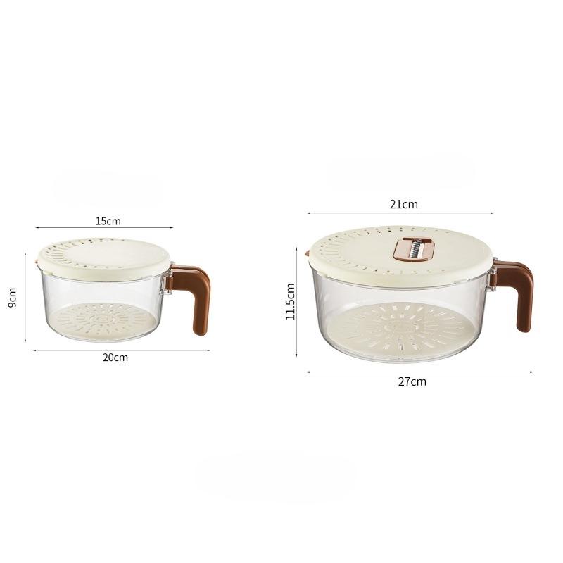 Draining Vegetable Basket with Handle Lid Draining Storage Box Vegetable Preservation BoxMulti-functional Kitchen