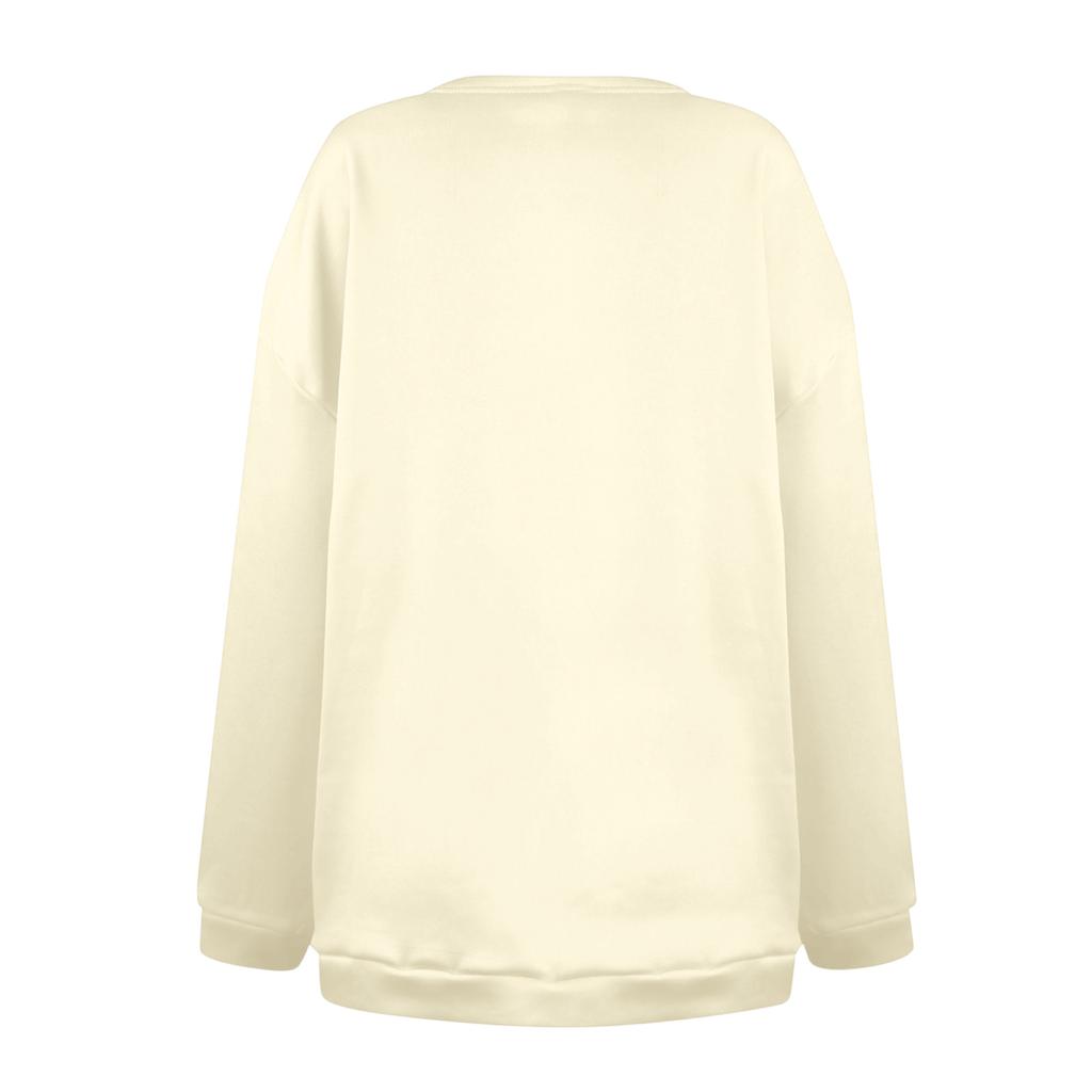 Dame Casual Mote Rundhals Genser Vinter Ensfarget Plysj Genser