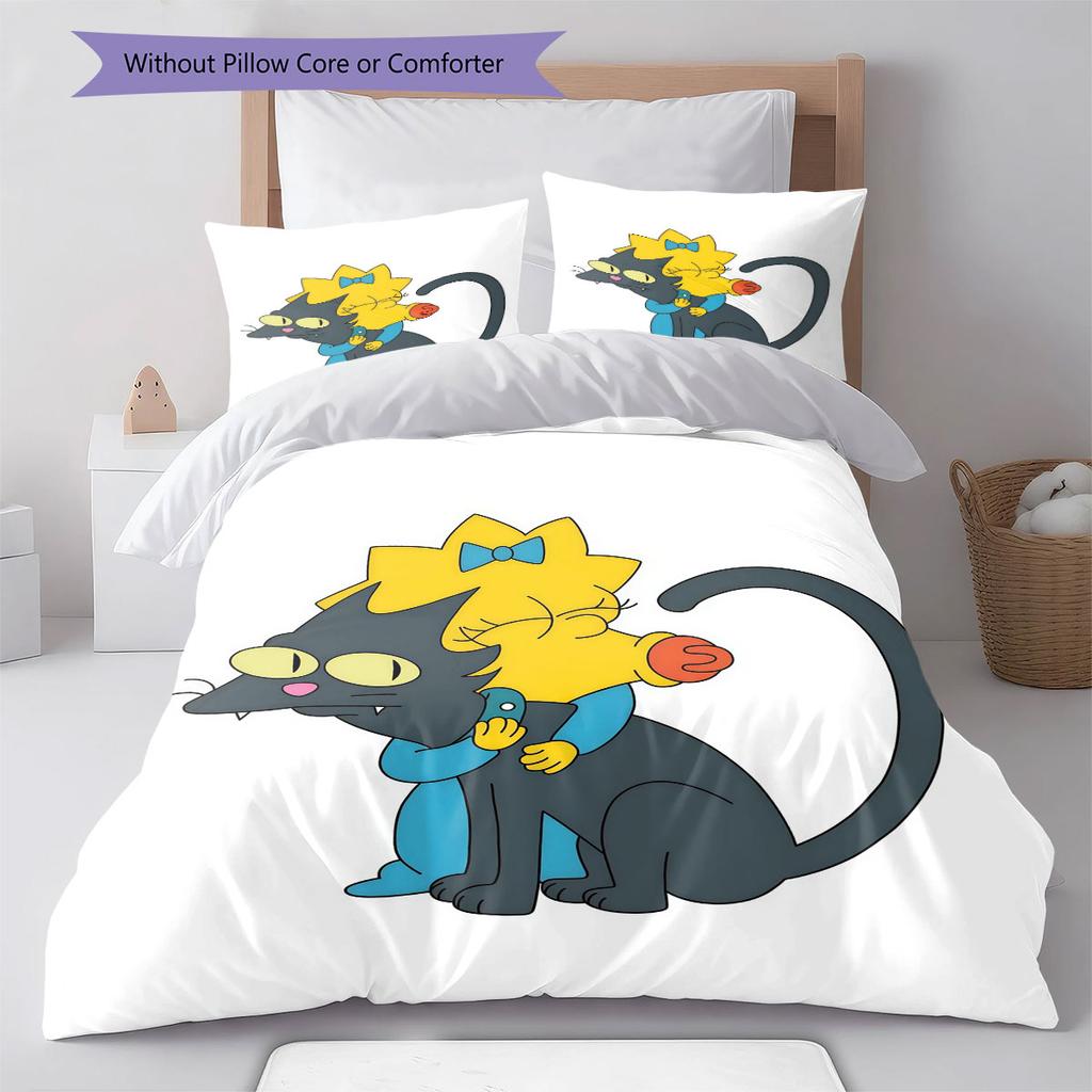 Maggie Simpson Pattern Bedding Home Decoration Birthday Gift ( 1 Duvet Cover + 2 Pillowcase, Without Core),fan Merchandise.
