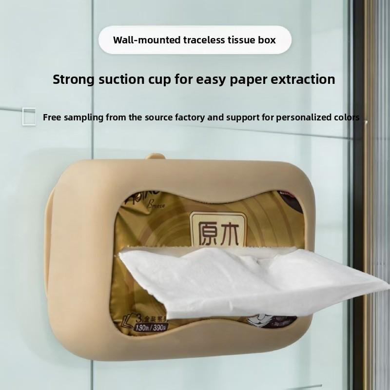 Multifunction Silicone Tissue Box Wall Mount Removable For Bathroom Kitchen