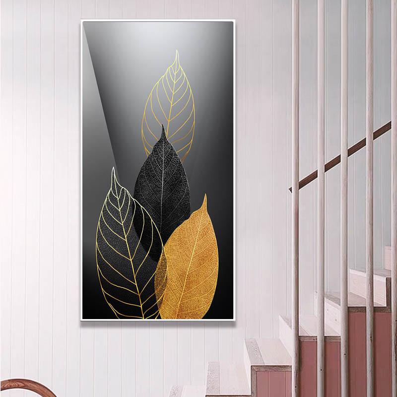 

Абстрактное растение, лист, холст, живопись, современные золотисто-черные постеры и принты для Cuadros, настенное украшение для гостиной, без рамки 60cm×170cm No Frame