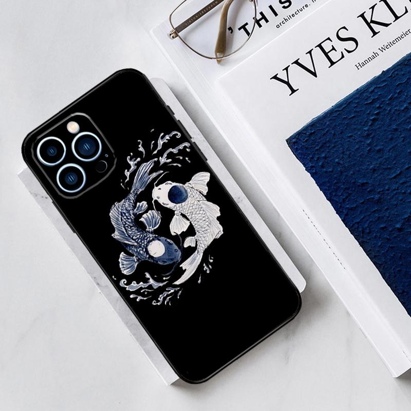 Koi Fish Yin Yang Case For iPhone 17 Air 15 14 11 16 Pro Max 13 12 Mini 15 16 Plus 16e Funda Silicone Cover
