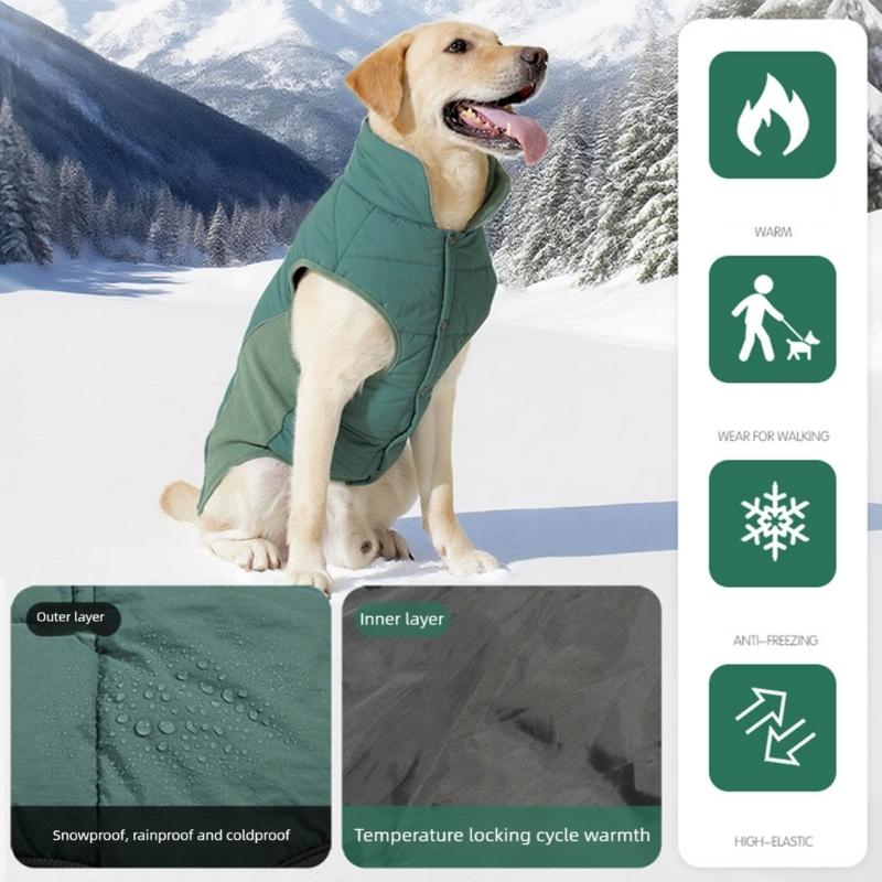 Jumpsuit Dog Pullover Warm Vest for Medium Dogs to Large Dogs for Winter Basic Jumpsuit Vest Thick Coat