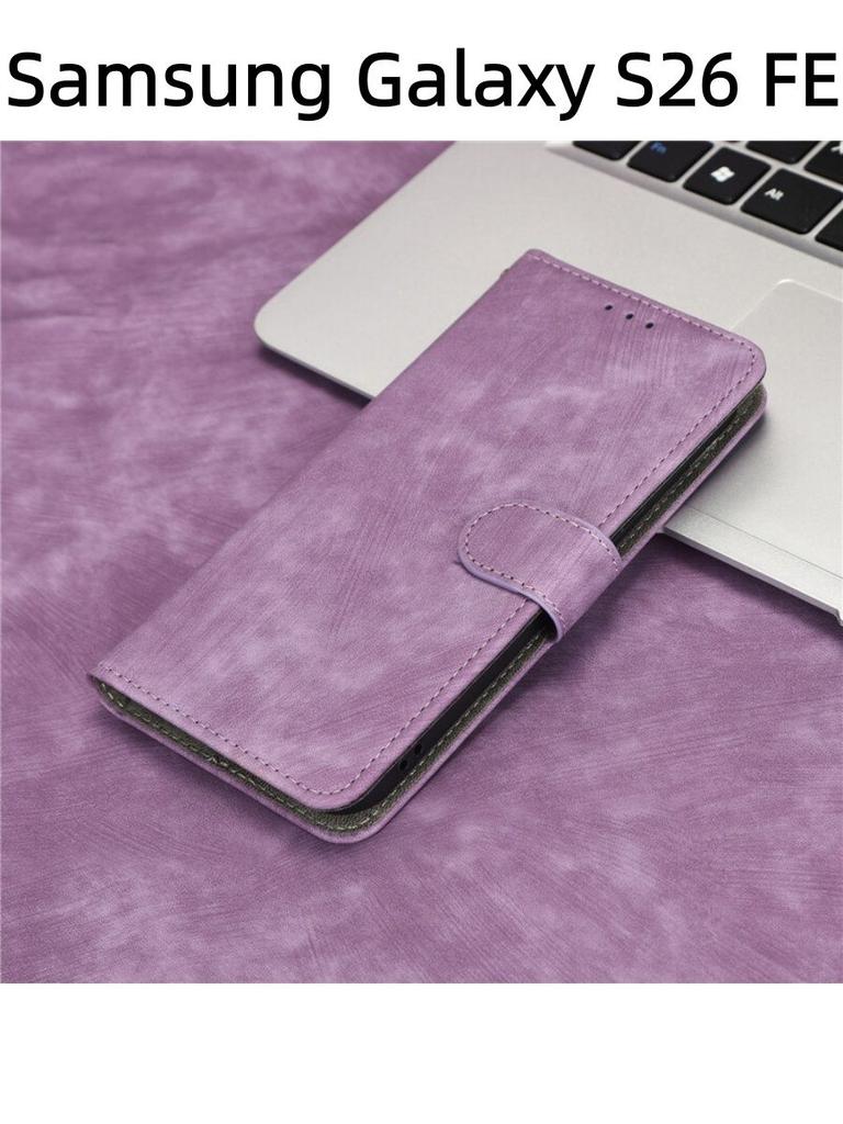 For Samsung Galaxy S26 FE Flip Case RFID tection Dual-Layer Card Slot Soft Silicone External Leather Stand Holder Flip Cover