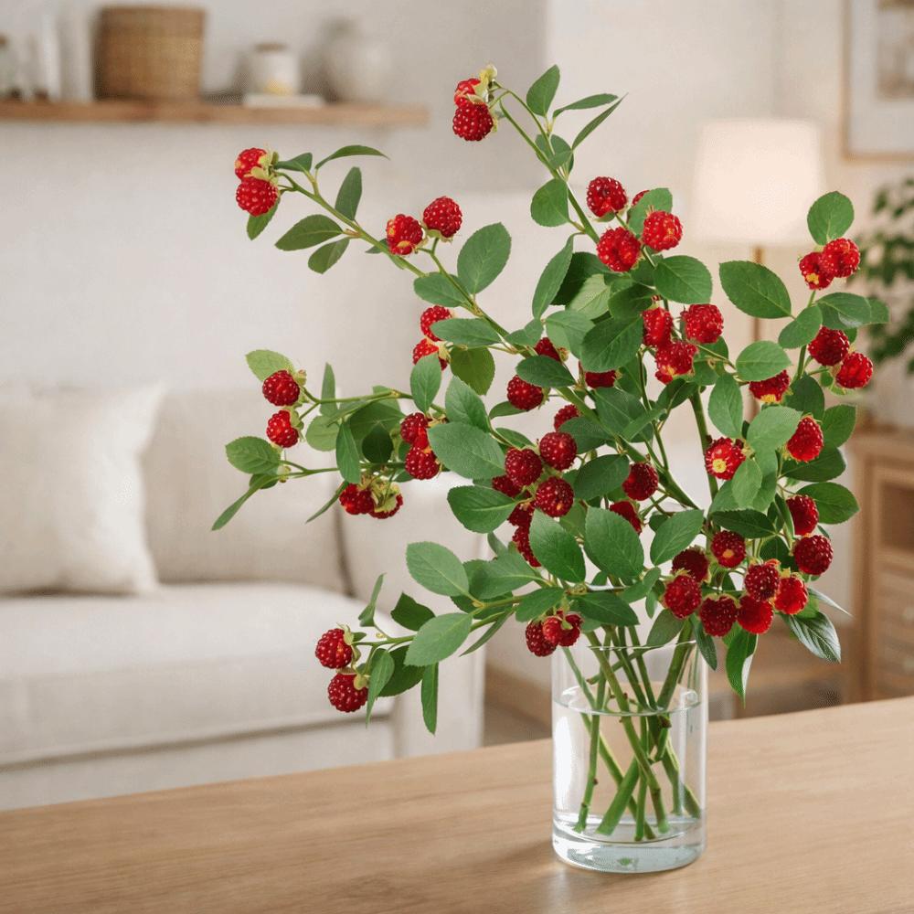 Realistic Artificial Raspberry Branch Plastic Decorative Fake Berry Branches Long Branches Simulation Flower Party Wedding