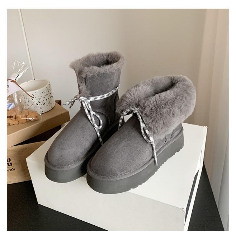 

Women s thick bottom lace-up flip-flop two wear winter lightweight warm padded snow boots non-slip wear casual sneakers plush cotton boots 40 серый