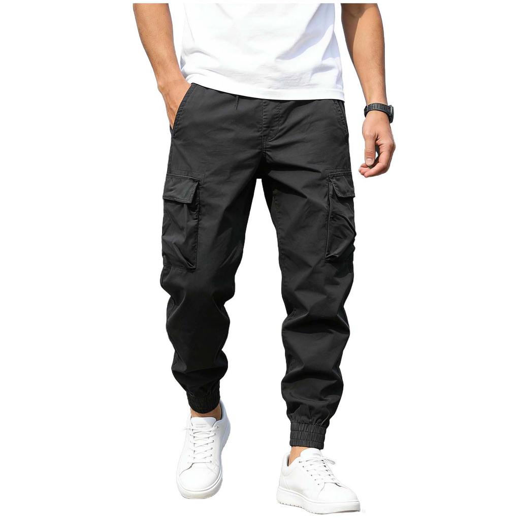 Men Loose Fit Elastic Waist Hiking Work Cargo Joggers For Outdoor Camping Fishing Multi Pocket