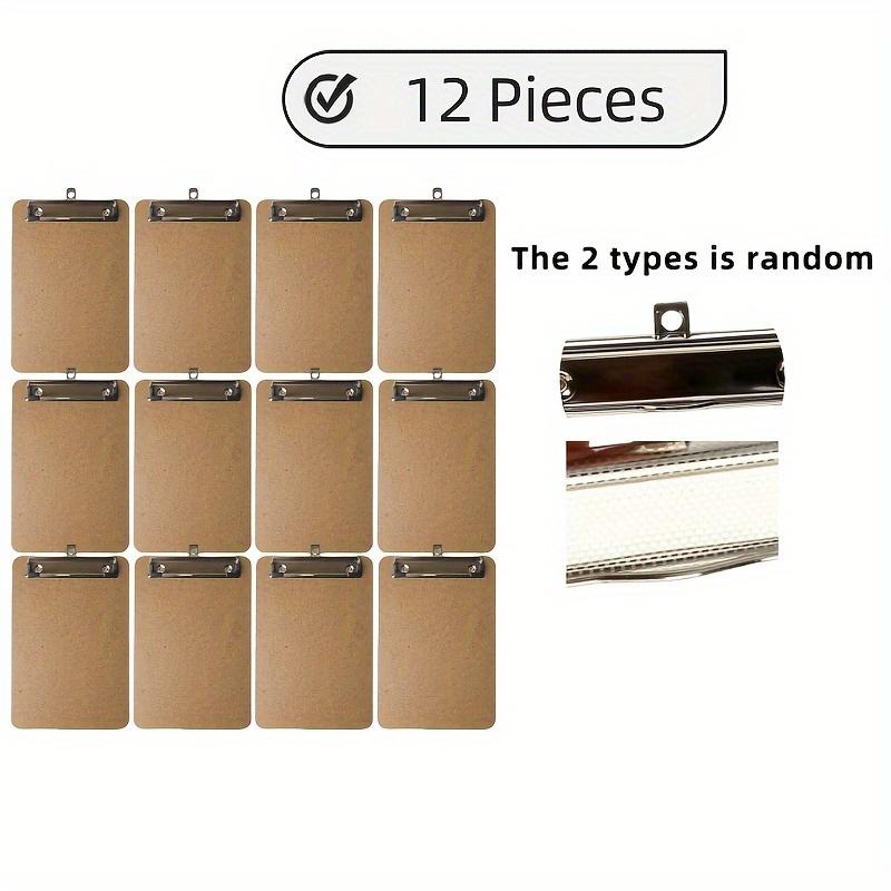 12-Pack Wooden Mini Clipboards with Low Profile Metal Clip - 6"x9", Durable & Lightweight for Classroom,Back to School Supplies