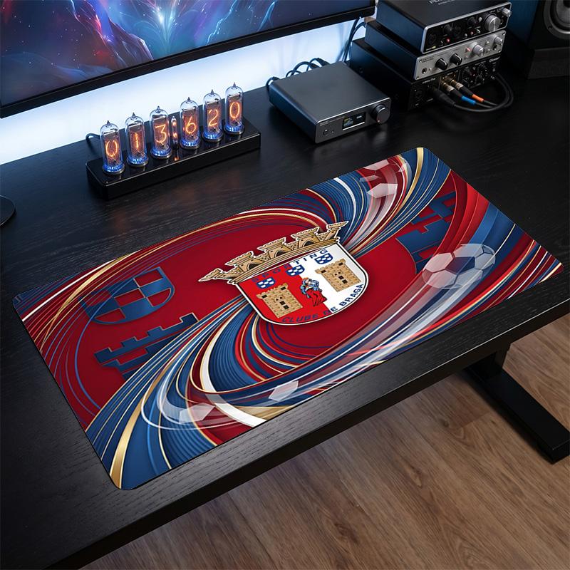 Braga FC Theme Pattern Mouse Pad, Soccer Logo Design XXL Gaming Desk Mat Non-Slip Computer Mouse Pad