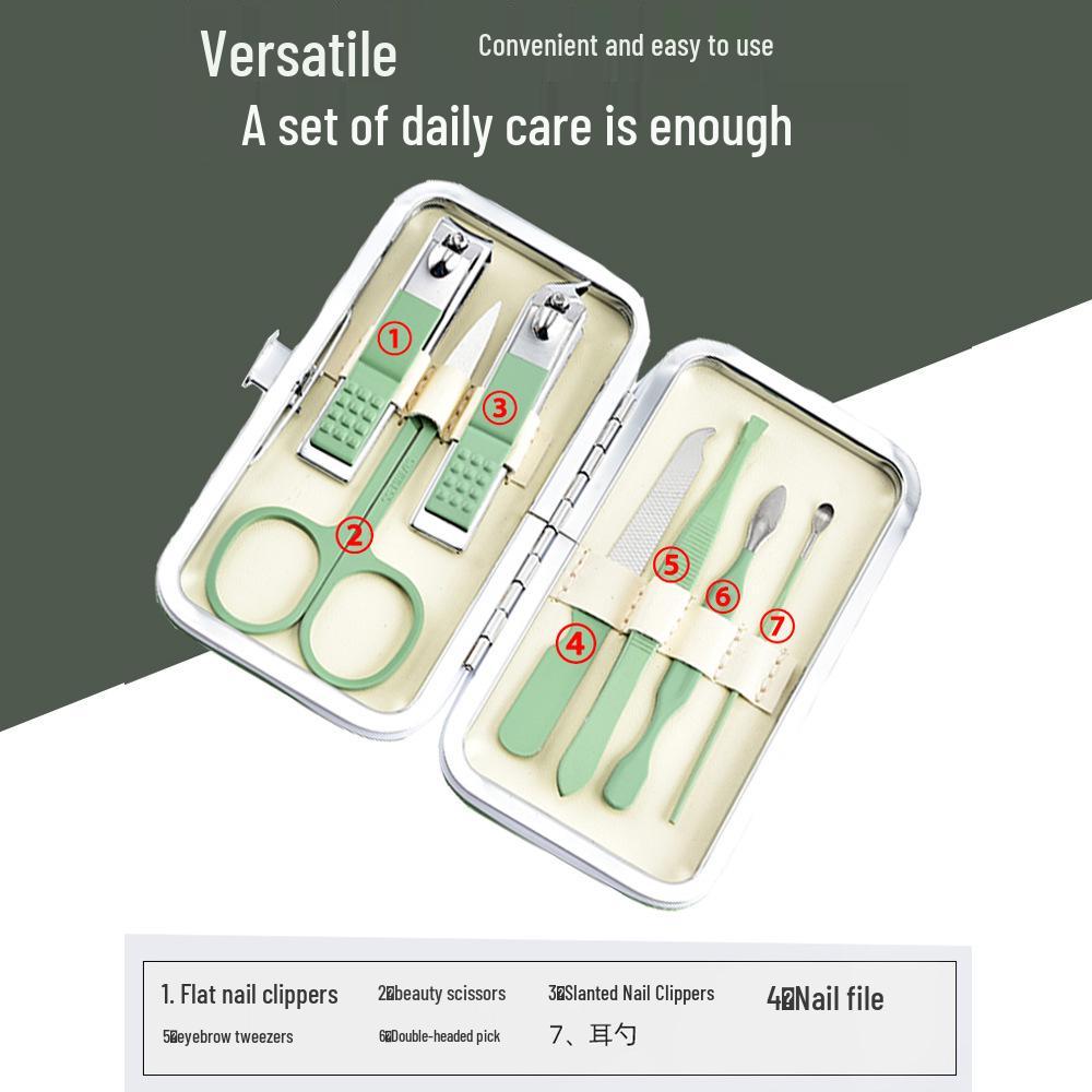 Set d'outils de manucure et de nail art 7 pièces vert
