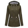 Long-sleeved Splash-proof Long Windbreaker for Women with Hood and Stripes Plus Size
