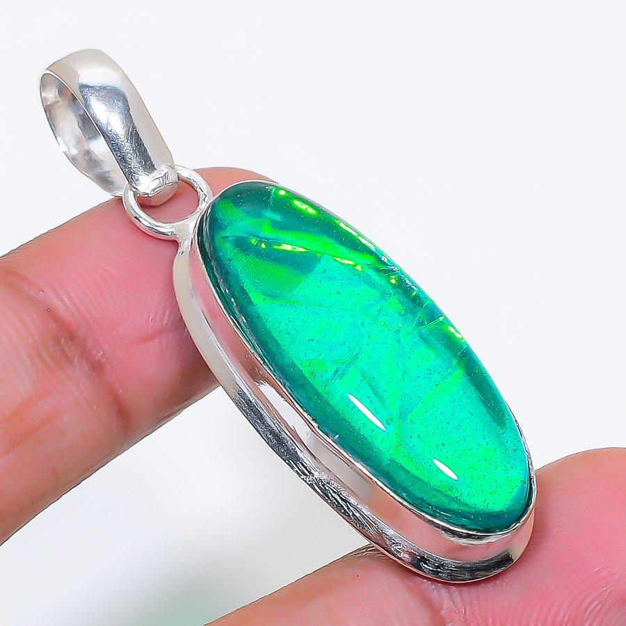 Natural Green Triplet Opal 925 Sterling Silver Jewelry Pendant 2.01" AP-16544