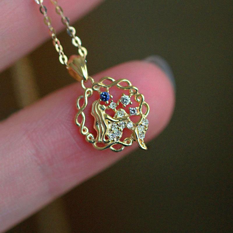 Colier de Lux Ușor pentru Femei Simplu de Basm Sirenă Prințesă Pandantiv Lanț Osul Gâtului pentru Femei