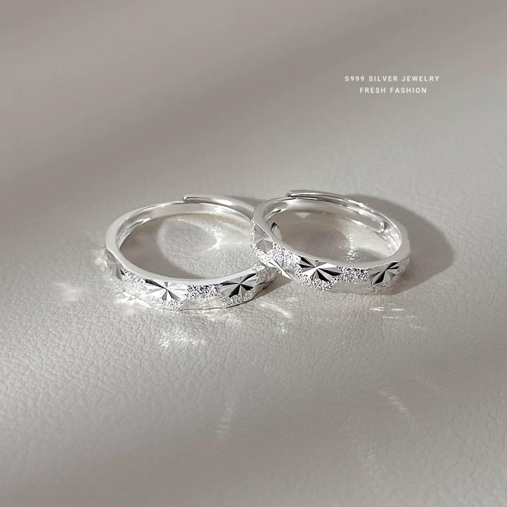 Sterling Silver Starry River Couple Rings: Luxurious, Shimmering Niche Design
