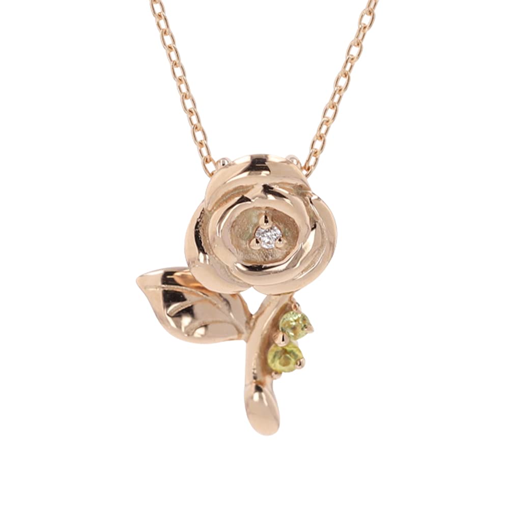

Beauty and the Beast Princess Rose Pendant Necklace 10K Pink Gold Diamond Yellow Sapphire Flower DPCDS20231 [Disney] рожевий