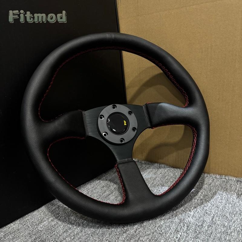 JDM 14-inch 350mm sport leather drift steering wheel, deep dish racing steering wheel PCD 70MM