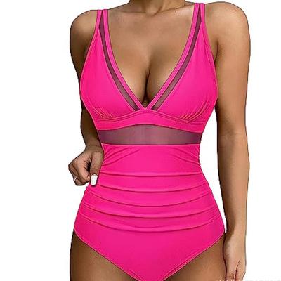 Sexy  Mesh Patchwork One-pieces Swimwear Women   Hollow Out High Cut Women's Swimsuit Bikini
