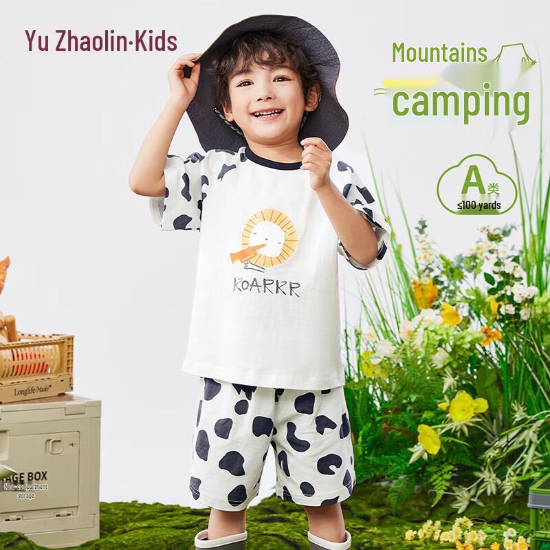 

YUZHAOLIN Boys Cotton Short-Sleeve Cow Print Pajama Set 110