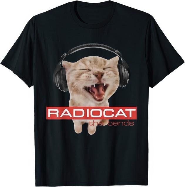 Radiocat The Bends Funny Music Cat Meme Cat Lover Graphic Unisex T T-Shirt 4XL