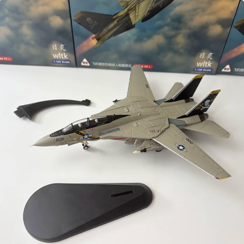 Wltk Diecast 1:100 Scale American F-14A F14 Tomcat Fighter Vf-84 Alloy Aircraft Model Variable Wing Hobby Souvenir Toy Gifts