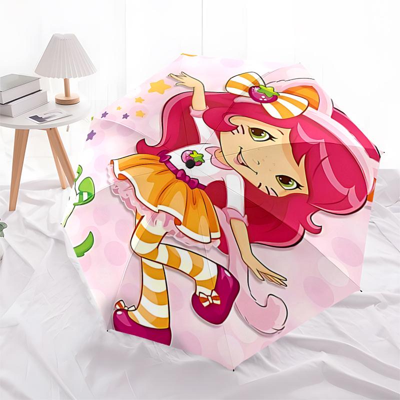 

Strawberry Shortcake Automatic Opening Folding Umbrella with 8 Bone Iron Frame Perfect for Fans, Travelers, and Daily Use0104087a