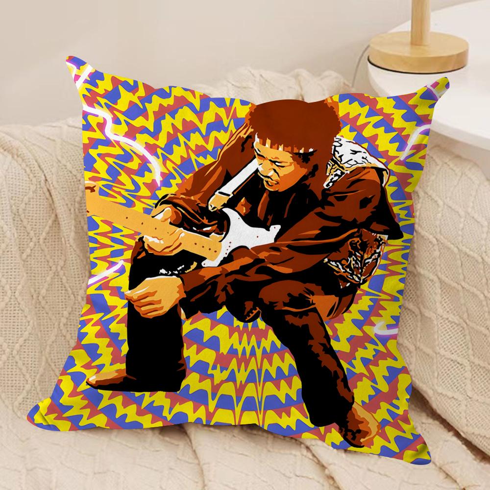 Singer JJimi HHendrix Cushion Cover Silky Short Plush Invisible Zipper Dustproof Sofa Pillow Case for Home Decor