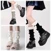 Lambswool Patchwork Knit Leg Warmer Elastic Foot Cover New Knitted Socks Sets  Autumn and Winter
