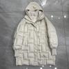 Womens Hooded Mid-Length Down Jacket With Duck Fill Warm Winter Coat Street Style