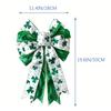 St Patricks Day Tree Topper Bows for Wreath Decorations Large White Green Glitter Shamrock Bowknot for Home Indoor Outdoor Decor