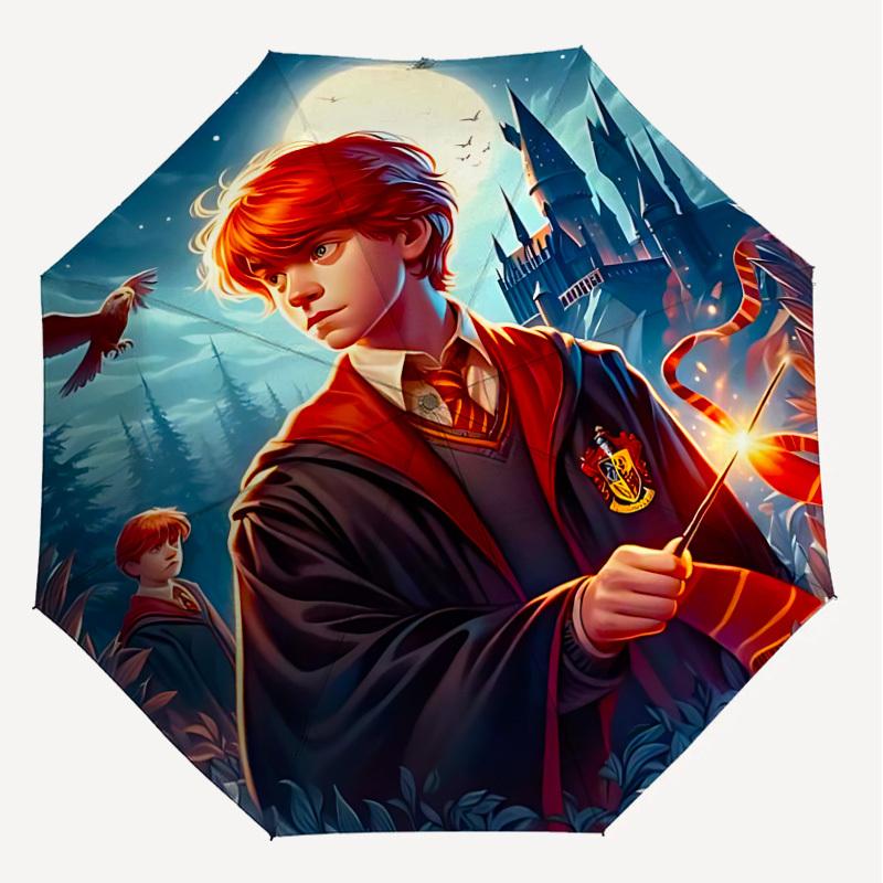 1PC Hogwarts Ron Weasley Umbrella-8-Rib Reinforced, Automatic Open, Lightweight & Durable, Cute Fashion Accessory for Outdoor, D2687