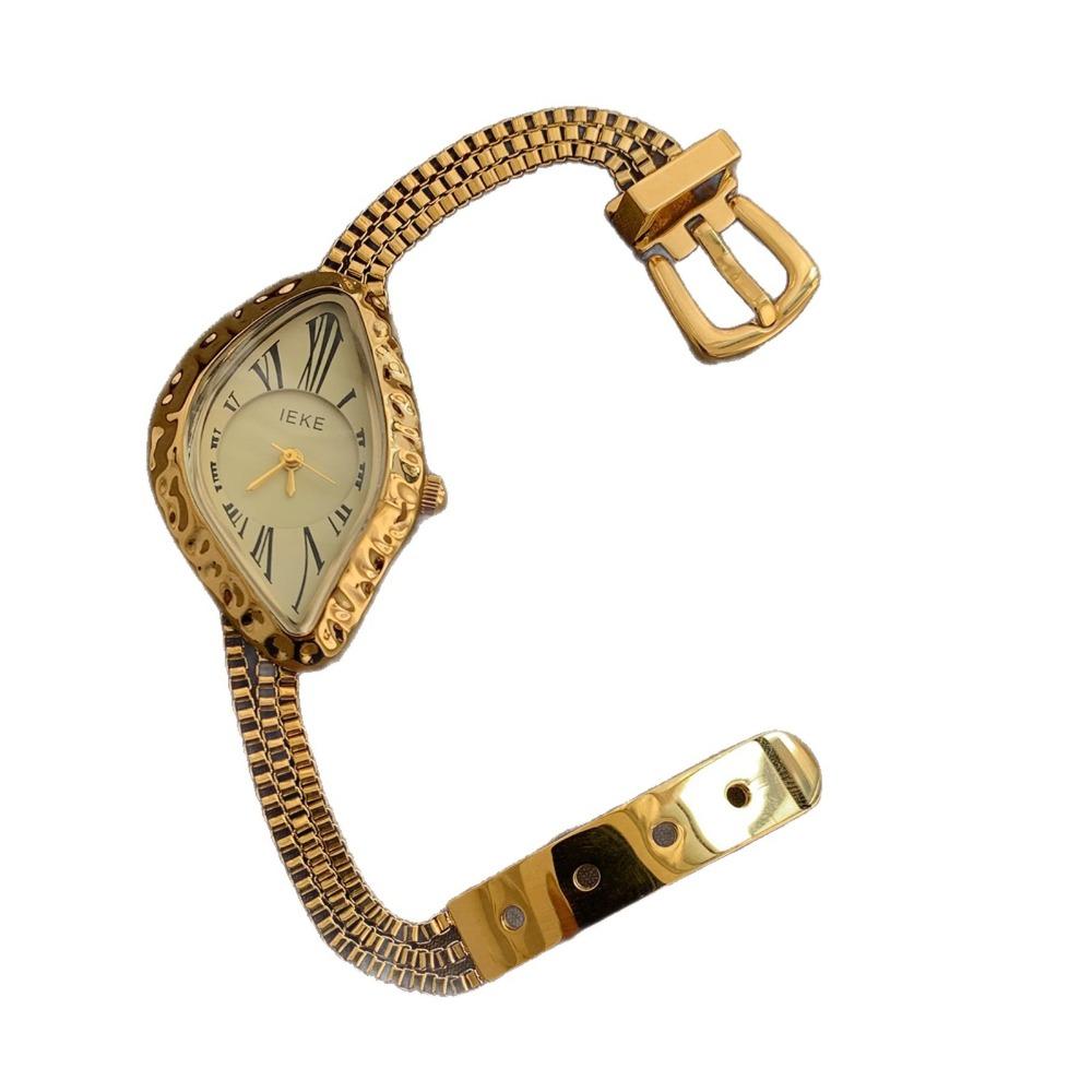 Vintage Unregelmäßiges Zifferblatt Damen Quarz-Armbanduhr Römische Ziffern Mesh-Metallarmband Einzigartige Mode Damen Tages-Kleideruhr