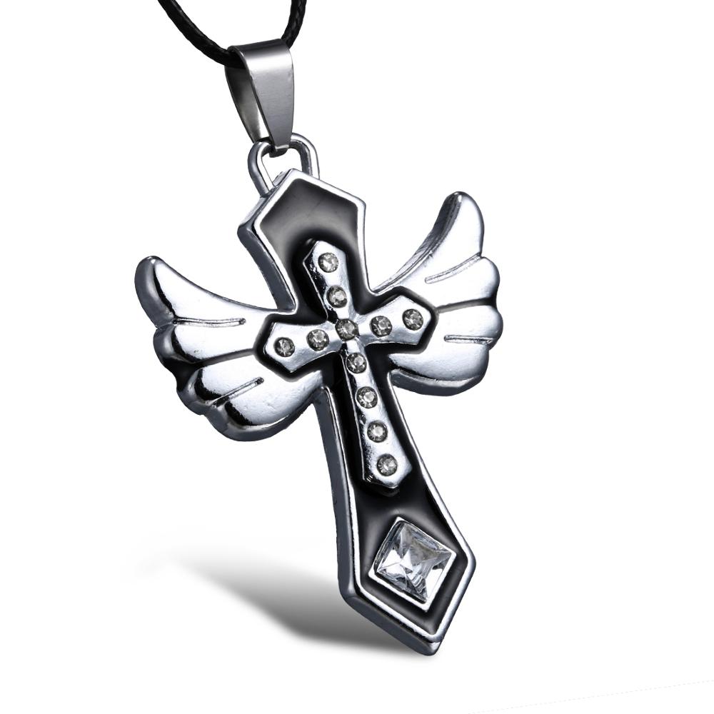 High Quality Stainless Steel Necklaces For Men Women Feather Flame Guitar Cross Pendant Necklace Jewelry Wholesale Dropshipping