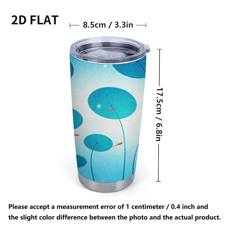 591ml Car Tumbler Lotus Fish Element Straw Cup Tumbler with Lid 20oz Tumbler Metal Drink Mug Portable Tumbler