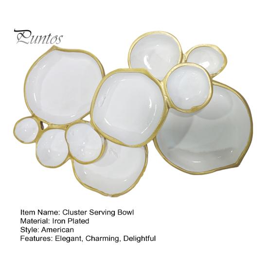 Decorative Dining Plates Cluster Serving Bowl 9-Grid Snack Dish Multi Platter Durable Modern Metal Tabletop Food Tray for Party Gathering Table Decor