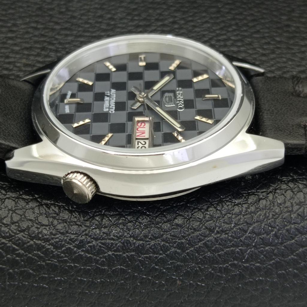 REFURBISHED JAPAN MADE SEIKO 5 AUTOMATIC MENS WATCH BLACK DIAL CUSTOM A440118-2 QV90-a440118